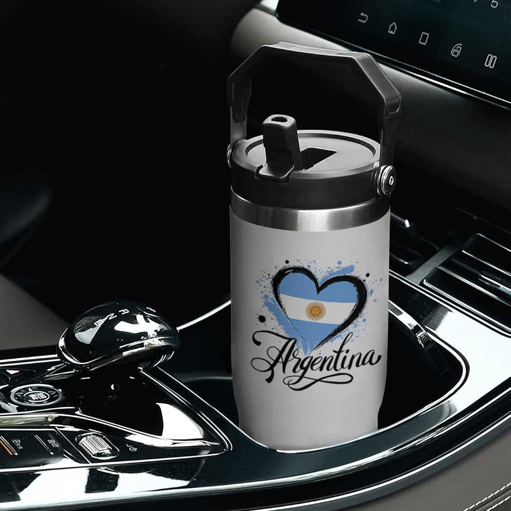 Argentina Heart Argentinian Flag Sun of May Patriotic Flip Straw Tumbler