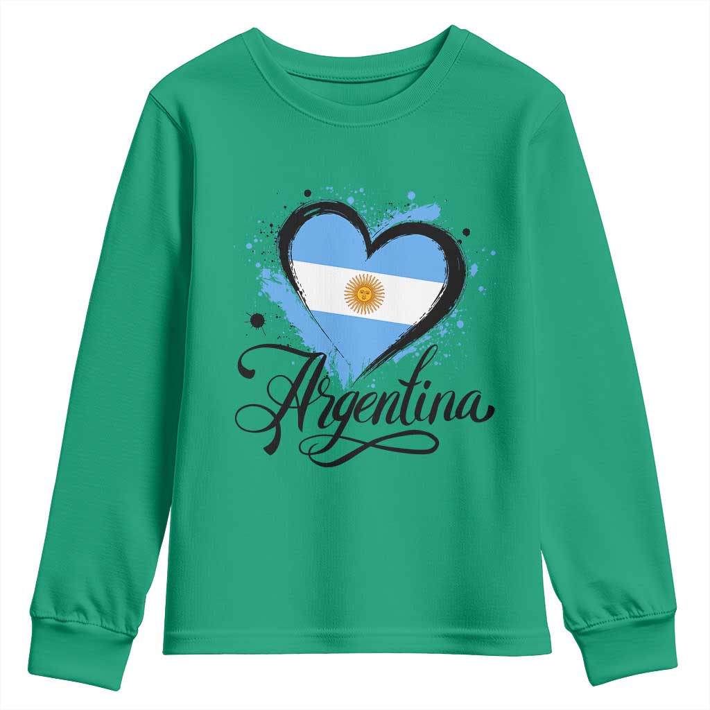 Argentina Heart Argentinian Flag Sun of May Patriotic Youth Sweatshirt