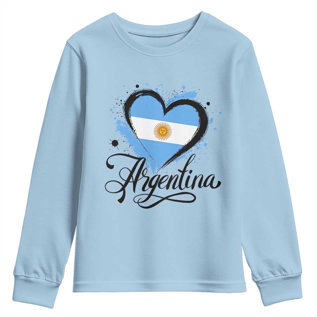 Argentina Heart Argentinian Flag Sun of May Patriotic Youth Sweatshirt