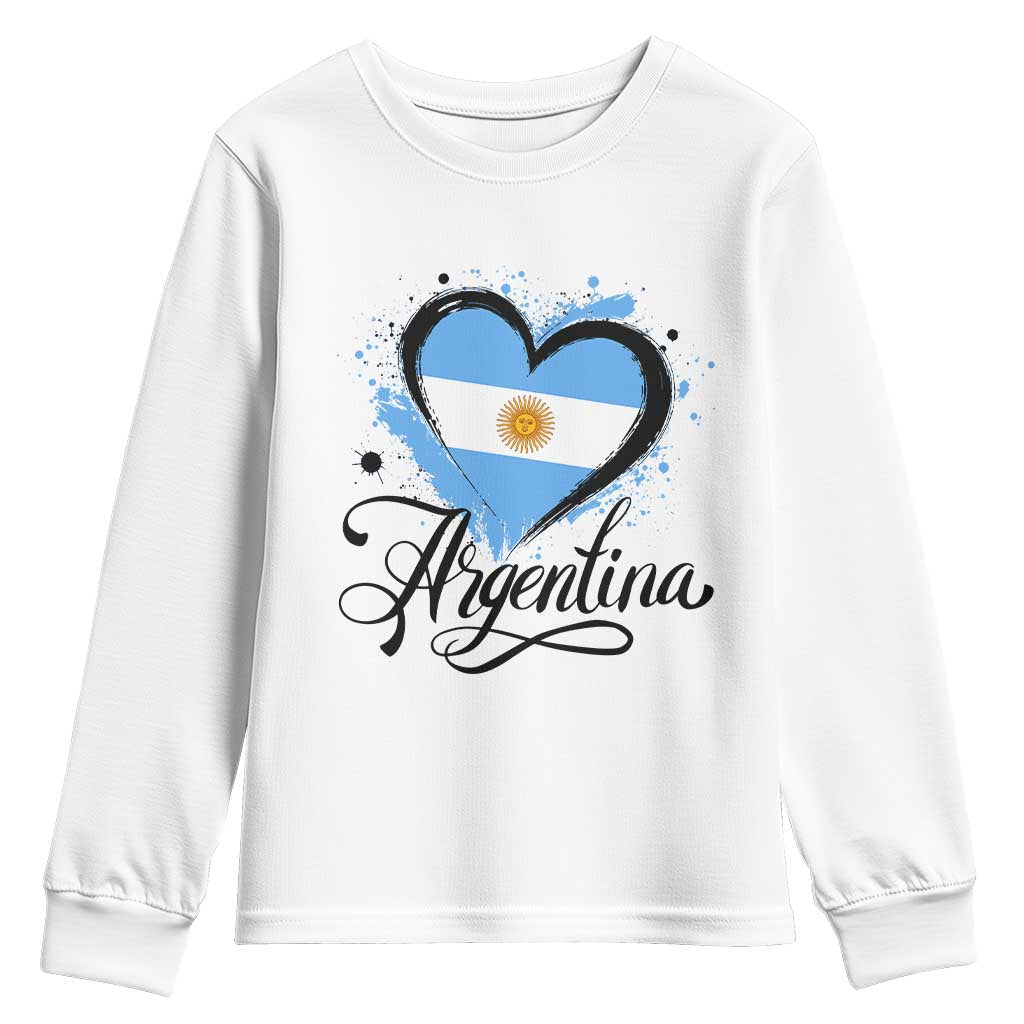 Argentina Heart Argentinian Flag Sun of May Patriotic Youth Sweatshirt TS11 White Print Your Wear