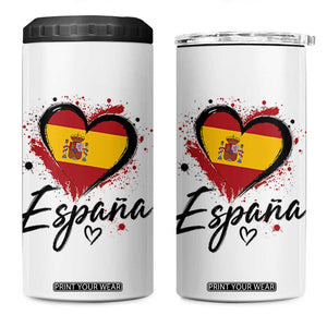 Espana Heart Spanish Flag Patriotic Spain Pride 4 in 1 Can Cooler Tumbler