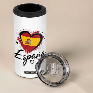 Espana Heart Spanish Flag Patriotic Spain Pride 4 in 1 Can Cooler Tumbler