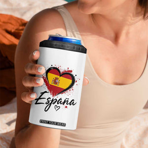 Espana Heart Spanish Flag Patriotic Spain Pride 4 in 1 Can Cooler Tumbler