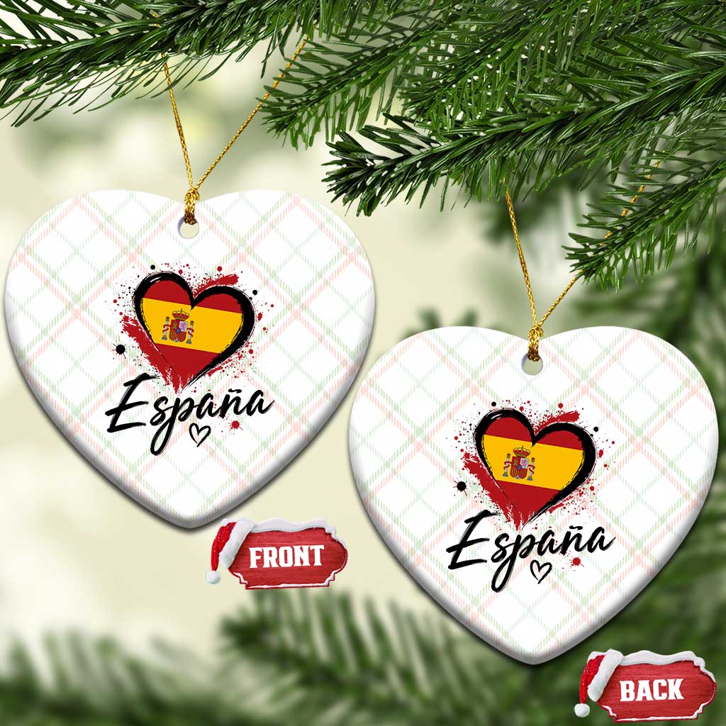 Espana Heart Spanish Flag Patriotic Spain Pride Ceramic Ornament