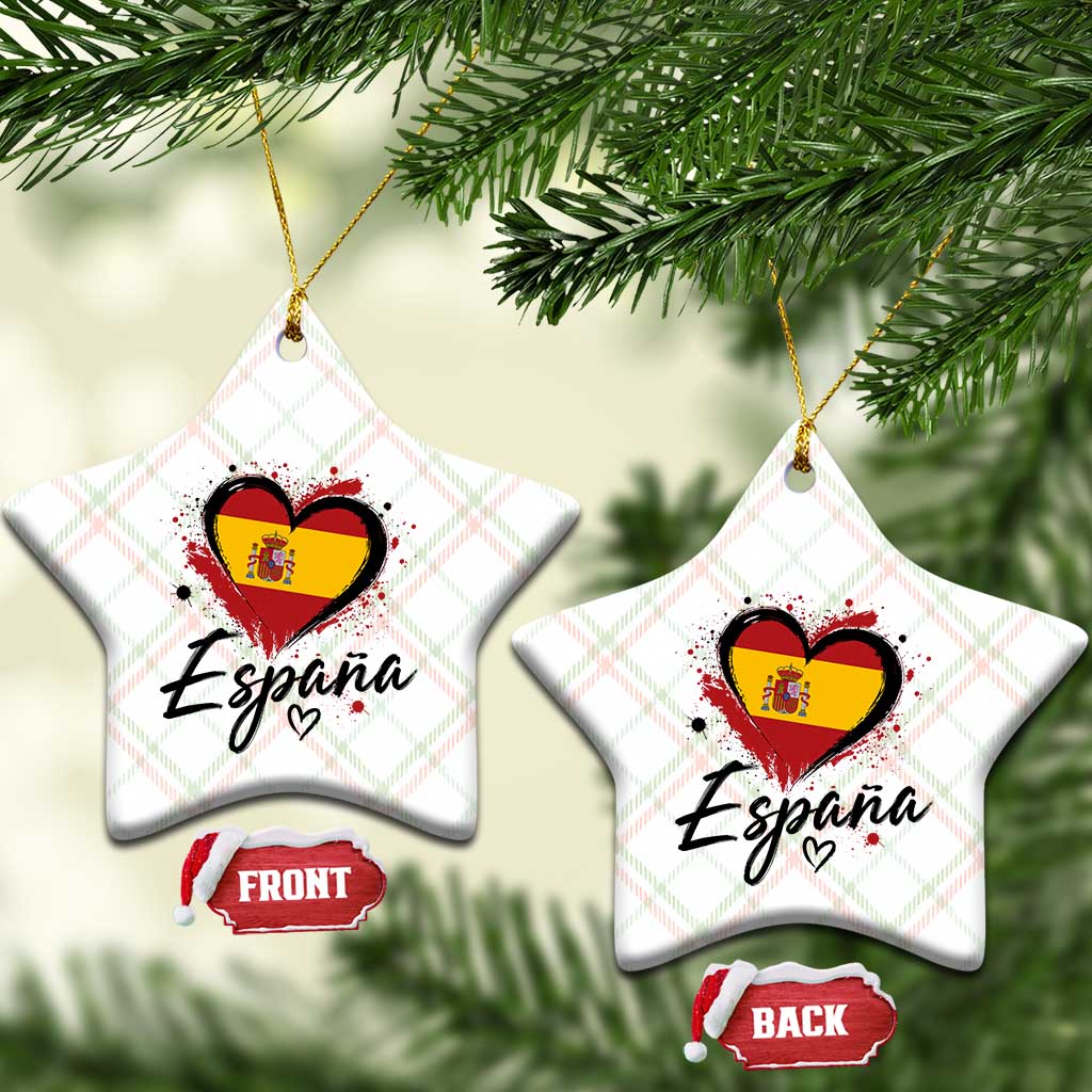 Espana Heart Spanish Flag Patriotic Spain Pride Ceramic Ornament