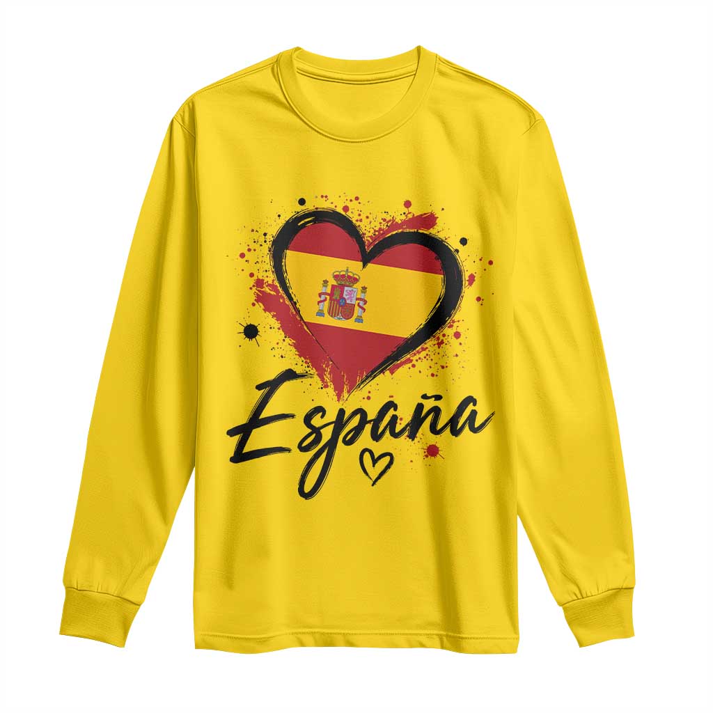 Espana Heart Spanish Flag Patriotic Spain Pride Long Sleeve Shirt