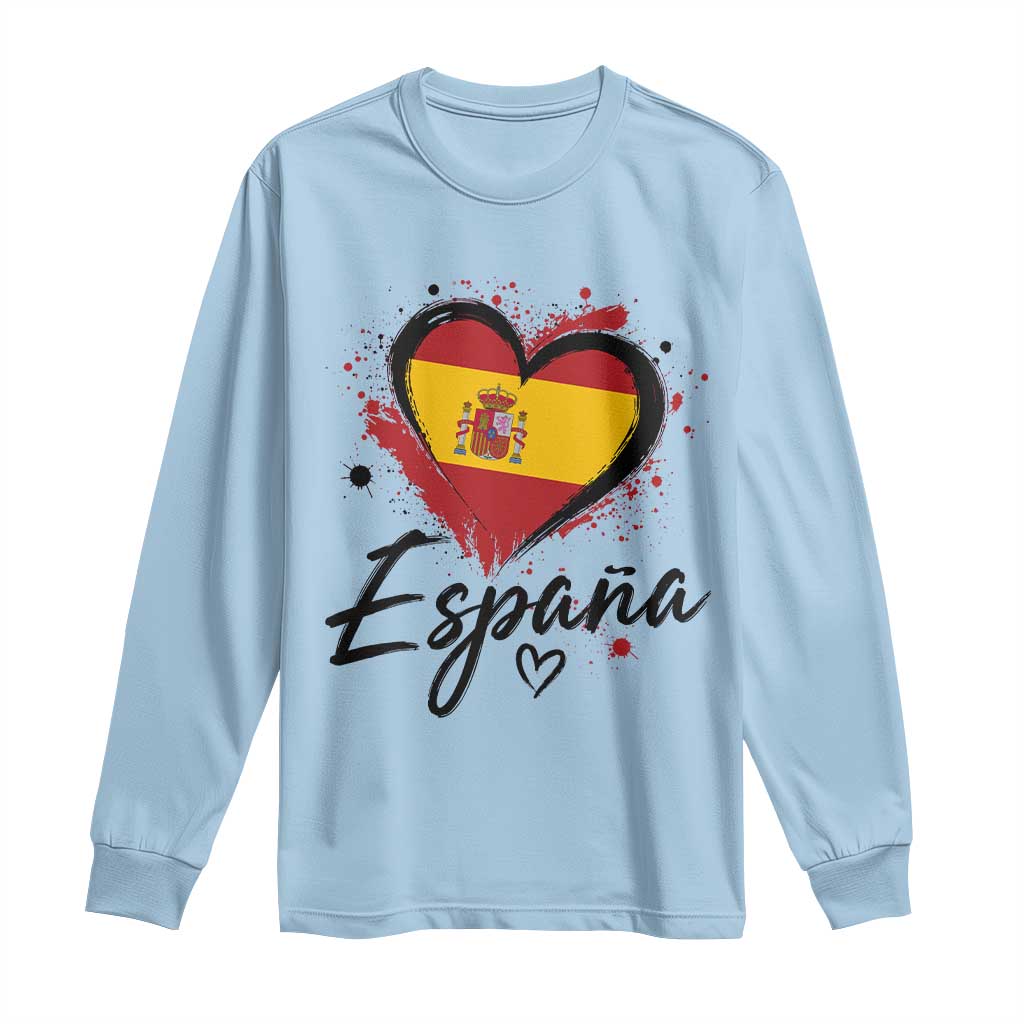 Espana Heart Spanish Flag Patriotic Spain Pride Long Sleeve Shirt