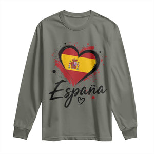 Espana Heart Spanish Flag Patriotic Spain Pride Long Sleeve Shirt