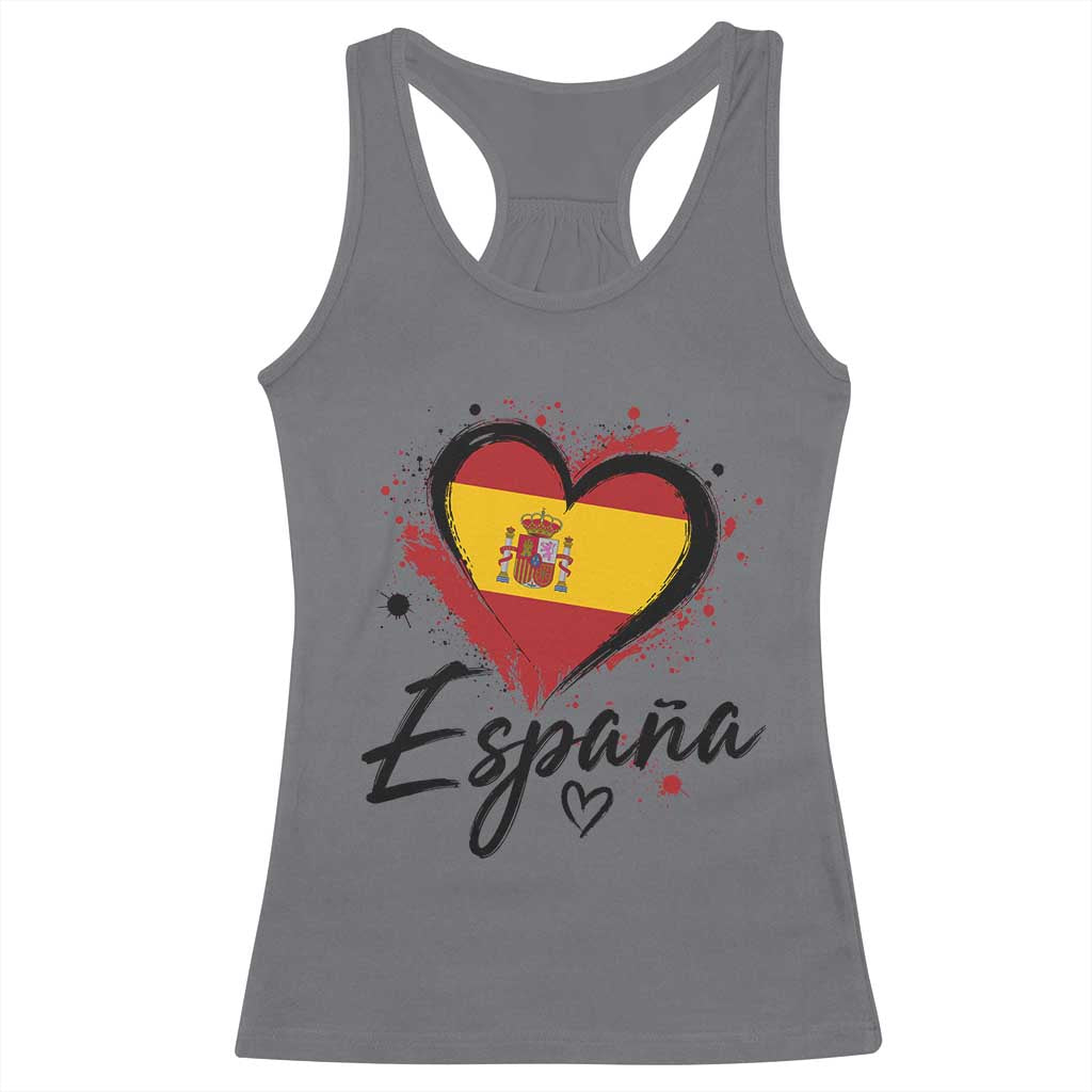Espana Heart Spanish Flag Patriotic Spain Pride Racerback Tank Top