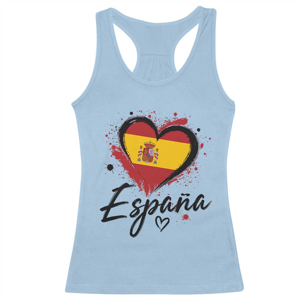 Espana Heart Spanish Flag Patriotic Spain Pride Racerback Tank Top
