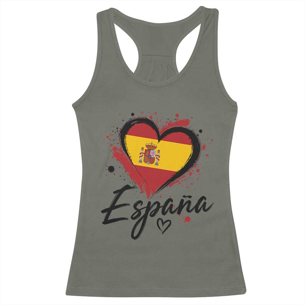 Espana Heart Spanish Flag Patriotic Spain Pride Racerback Tank Top