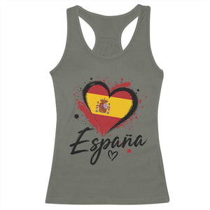 Espana Heart Spanish Flag Patriotic Spain Pride Racerback Tank Top