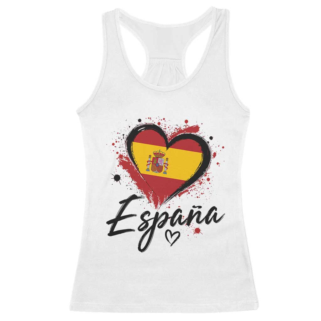 Espana Heart Spanish Flag Patriotic Spain Pride Racerback Tank Top