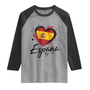 Espana Heart Spanish Flag Patriotic Spain Pride Raglan Shirt