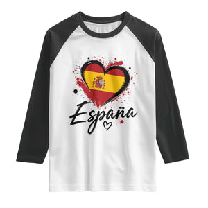Espana Heart Spanish Flag Patriotic Spain Pride Raglan Shirt