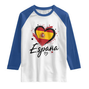 Espana Heart Spanish Flag Patriotic Spain Pride Raglan Shirt