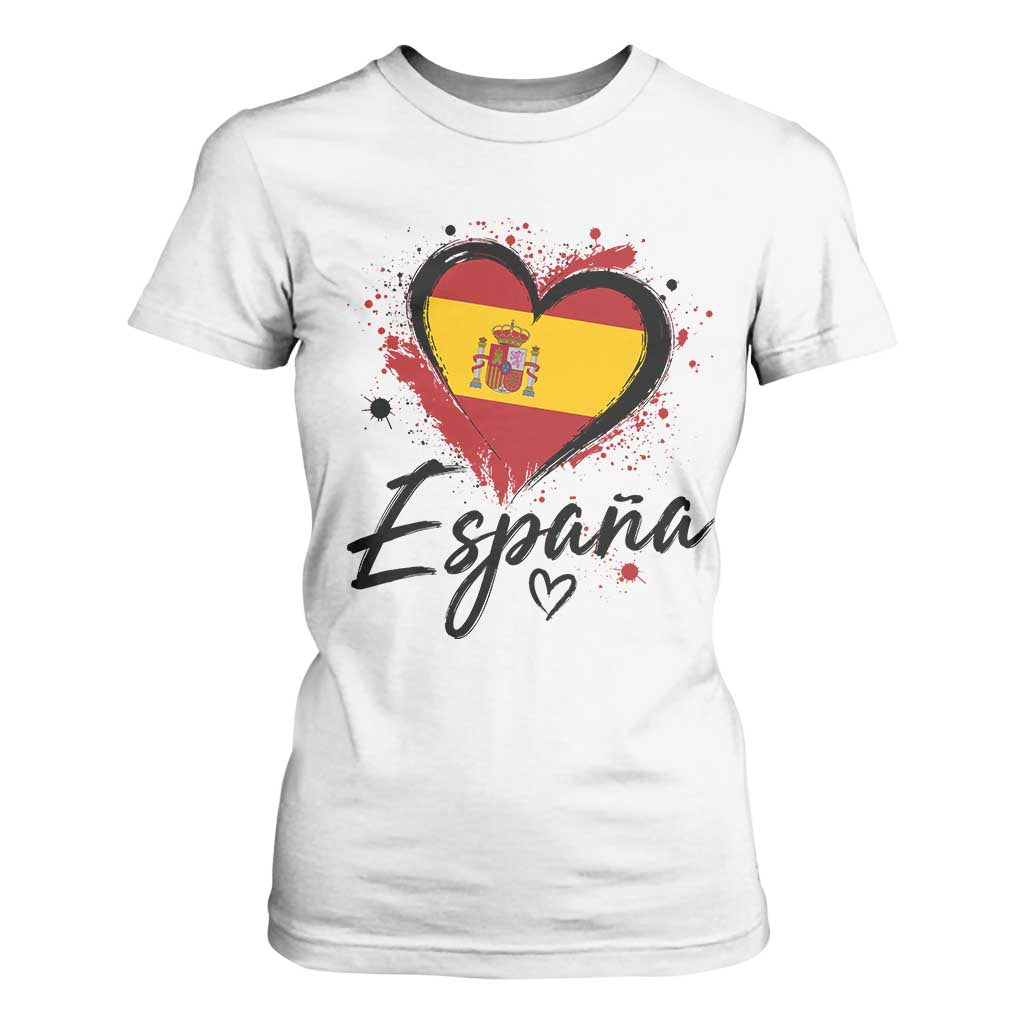 Espana Heart Spanish Flag Patriotic Spain Pride T Shirt For Women TS11 White Print Your Wear