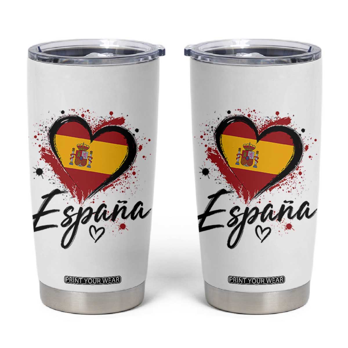 Espana Heart Spanish Flag Patriotic Spain Pride Tumbler Cup TS11 White Print Your Wear