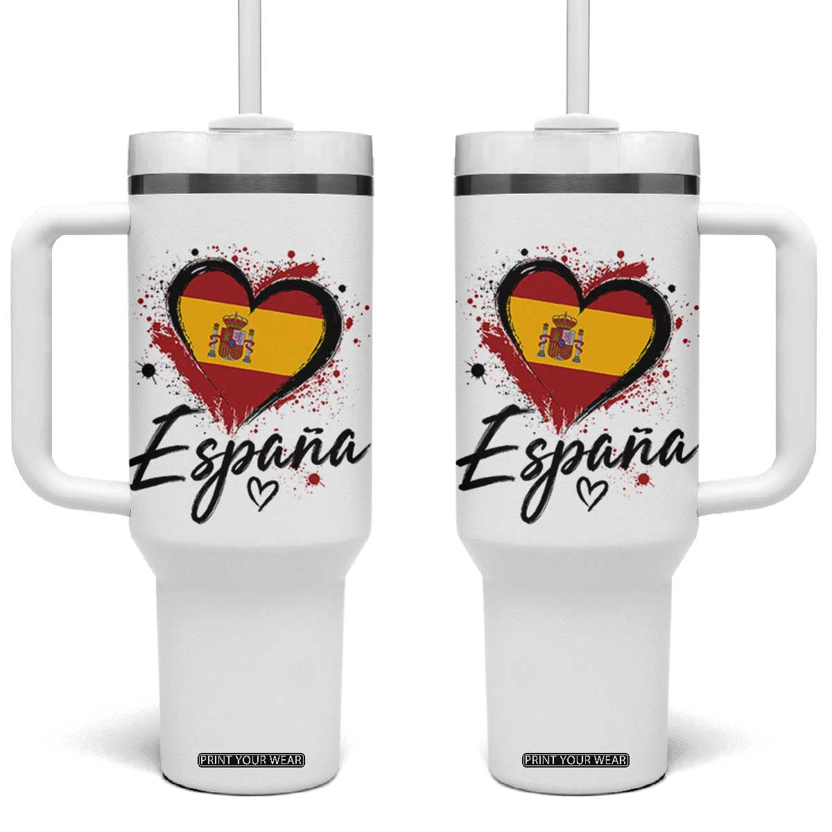 Espana Heart Spanish Flag Patriotic Spain Pride Tumbler With Handle