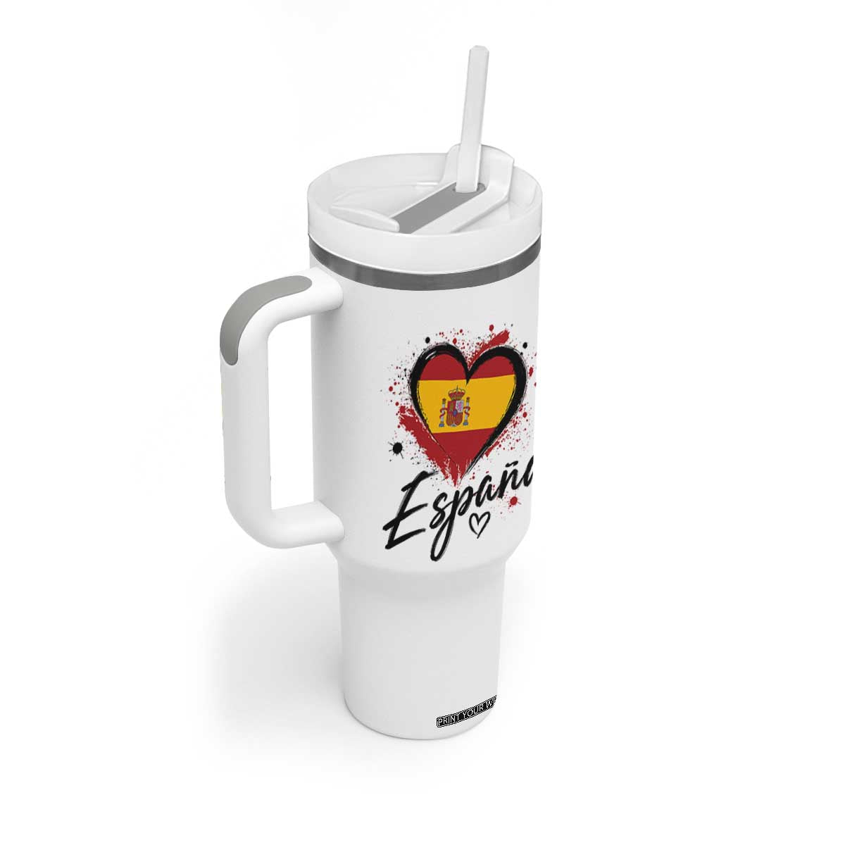 Espana Heart Spanish Flag Patriotic Spain Pride Tumbler With Handle