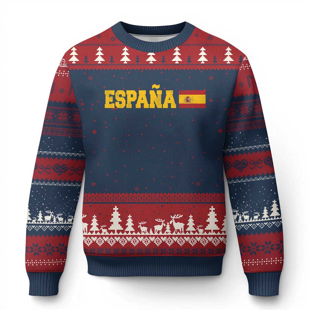 Espana Spain Vintage Sports Design Spanish Flag Ugly Christmas Sweater