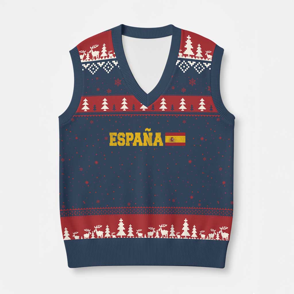 Espana Spain Vintage Sports Design Spanish Flag V-Neck Knit Sweater Vest