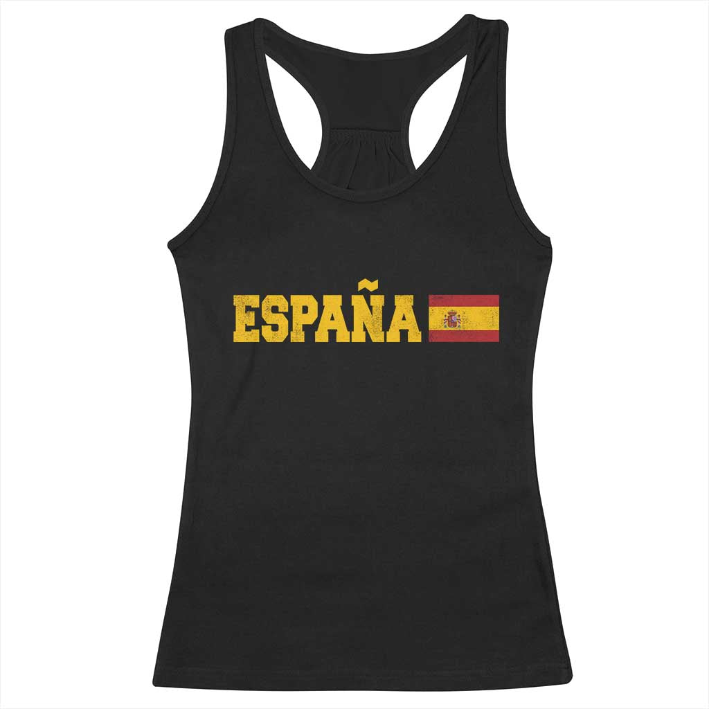 Espana Spain Vintage Sports Design Spanish Flag Racerback Tank Top
