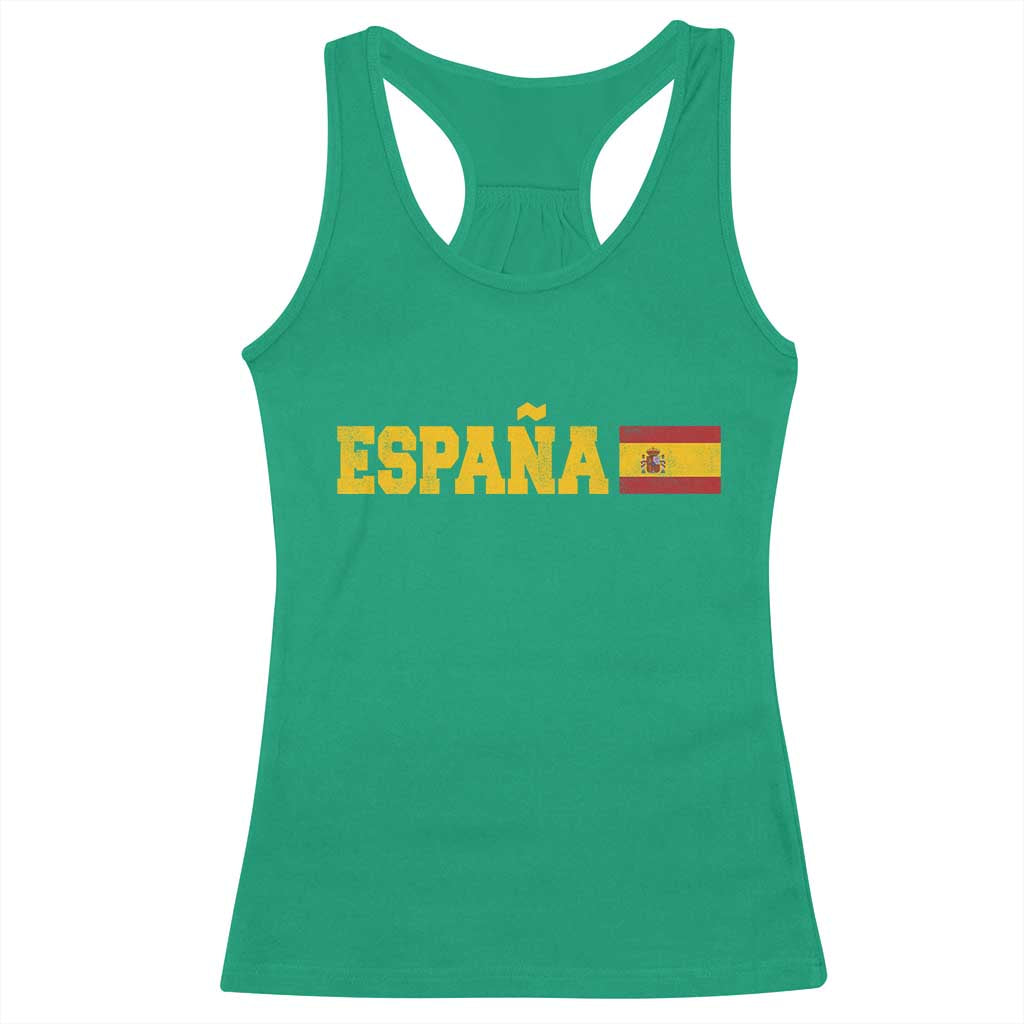 Espana Spain Vintage Sports Design Spanish Flag Racerback Tank Top