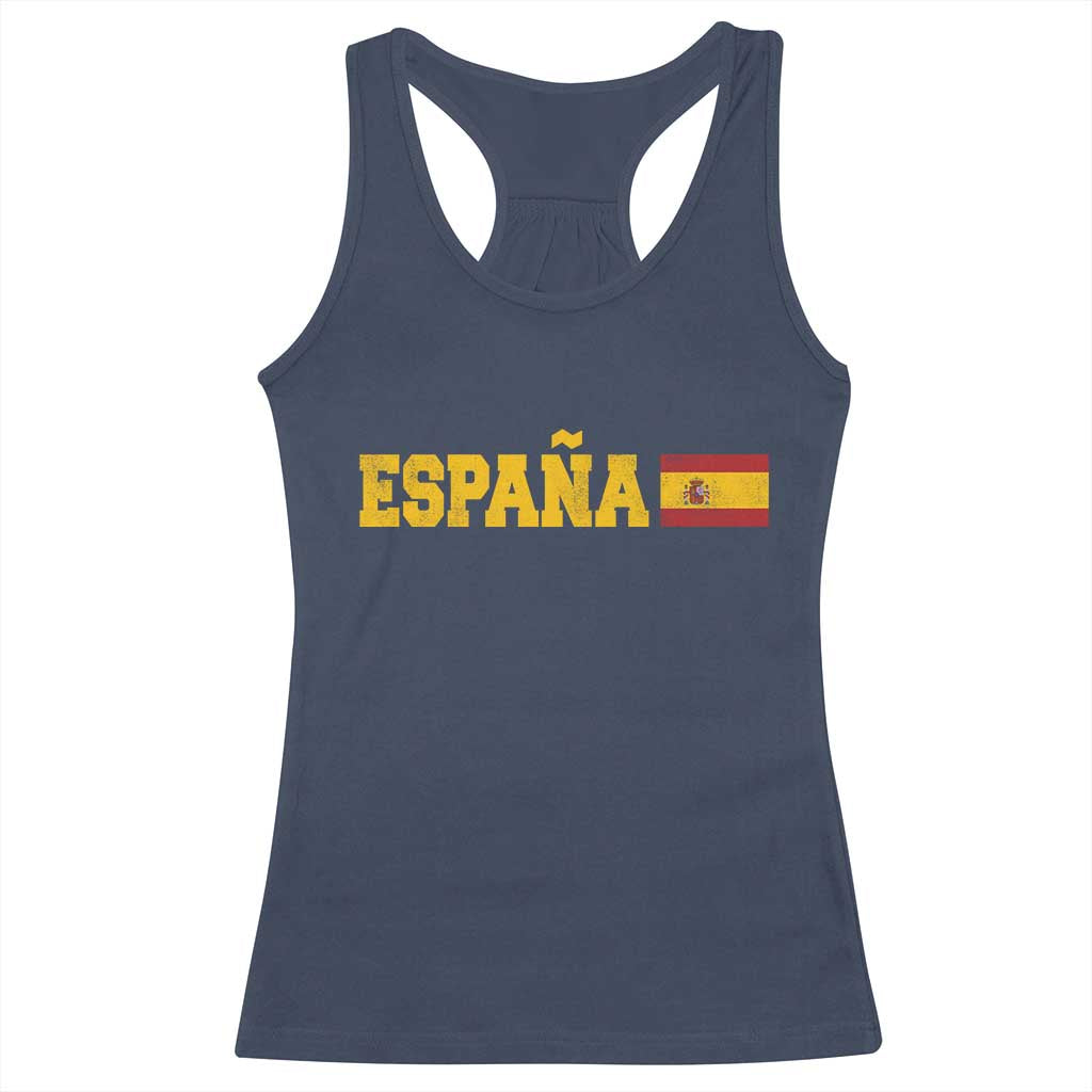 Espana Spain Vintage Sports Design Spanish Flag Racerback Tank Top