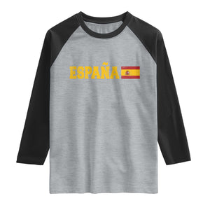 Espana Spain Vintage Sports Design Spanish Flag Raglan Shirt