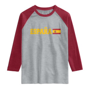 Espana Spain Vintage Sports Design Spanish Flag Raglan Shirt