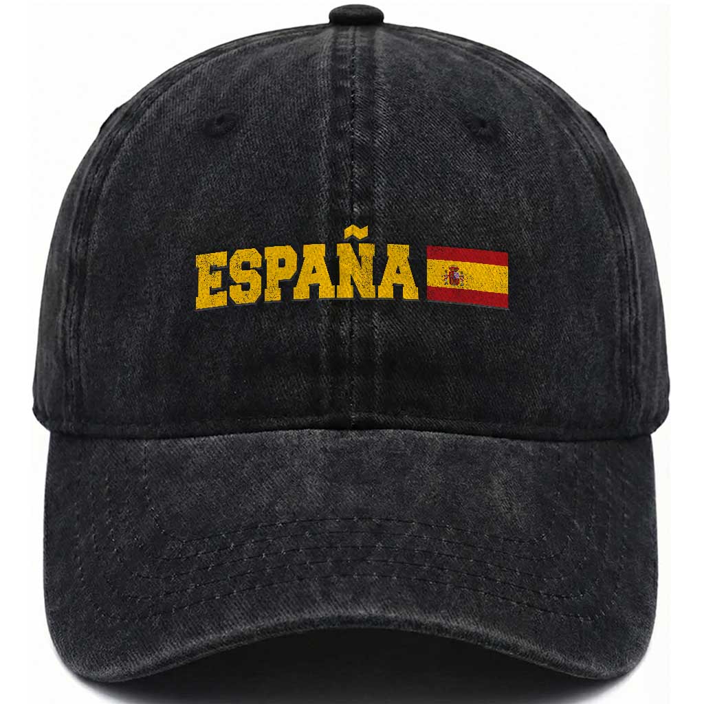 Espana Spain Vintage Sports Design Spanish Flag Washed Cotton Baseball Cap TS11 Print Your Wear