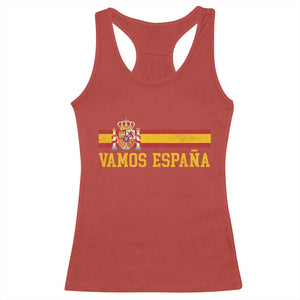 Vamos Espana Spainish Flag Vintage Spain Coat of Arms Racerback Tank Top