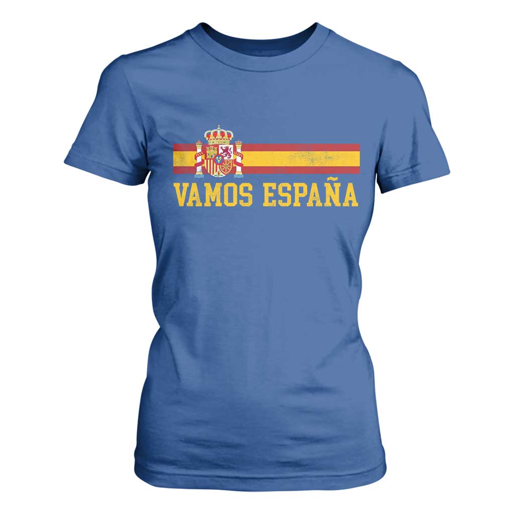 Vamos Espana Spainish Flag Vintage Spain Coat of Arms T Shirt For Women