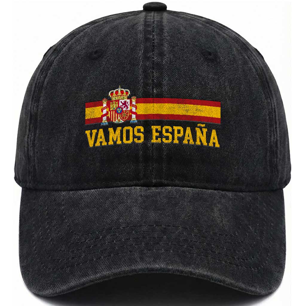 Vamos Espana Spainish Flag Vintage Spain Coat of Arms Washed Cotton Baseball Cap TS11 Print Your Wear