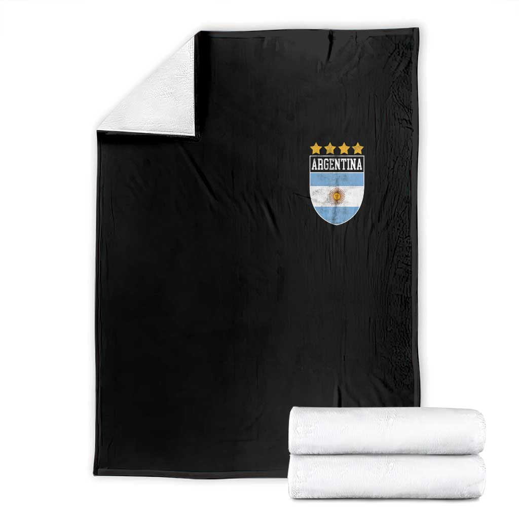 Argentina 4th Star Vintage Argentine Football Crest Throw Blanket TS11 Black Print Your Wear