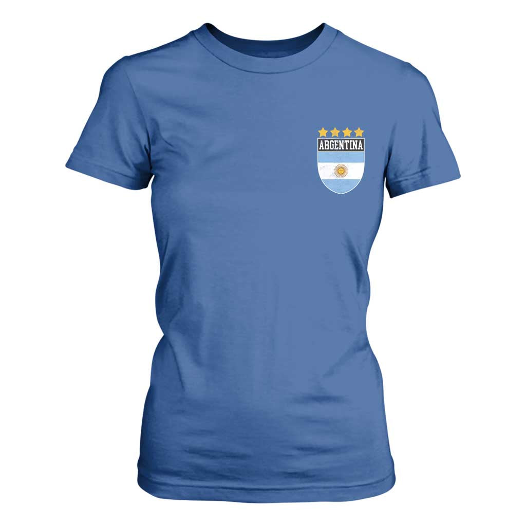 Argentina 4th Star Vintage Argentine Football Crest T Shirt For Women
