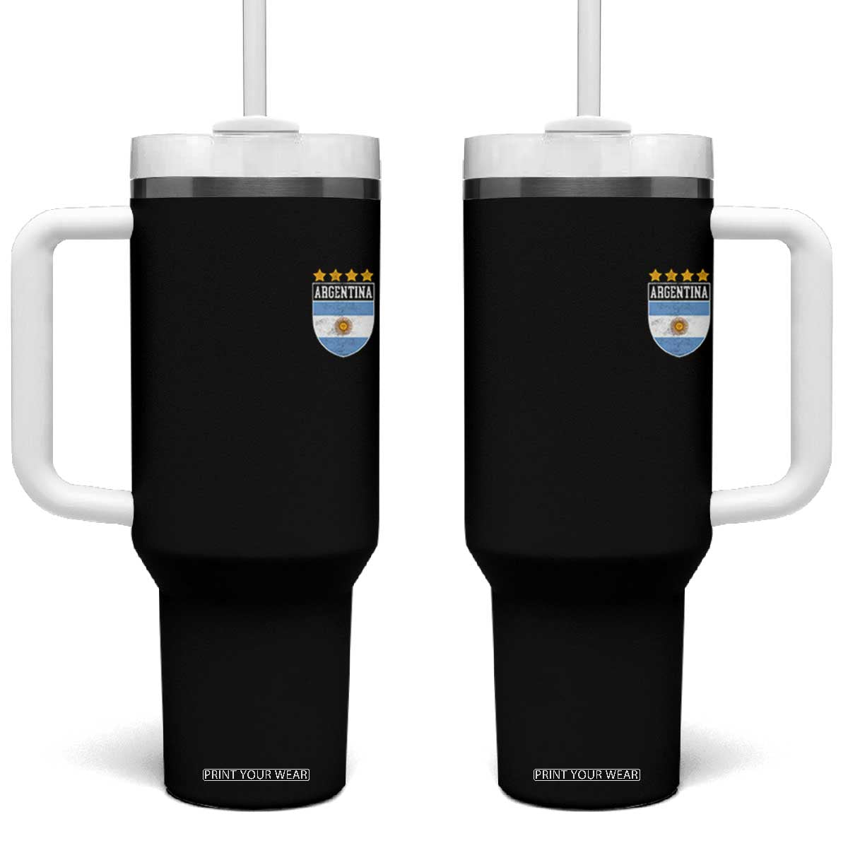 Argentina 4th Star Vintage Argentine Football Crest Tumbler With Handle TS11 One Size: 40 oz Black Print Your Wear