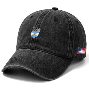 Argentina 4th Star Vintage Argentine Football Crest Washed Cotton Baseball Cap