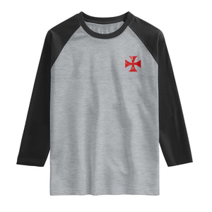 Vintage Catholic Knight Templar Crusader Cross Raglan Shirt