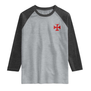 Vintage Catholic Knight Templar Crusader Cross Raglan Shirt