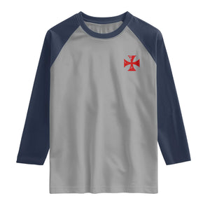 Vintage Catholic Knight Templar Crusader Cross Raglan Shirt