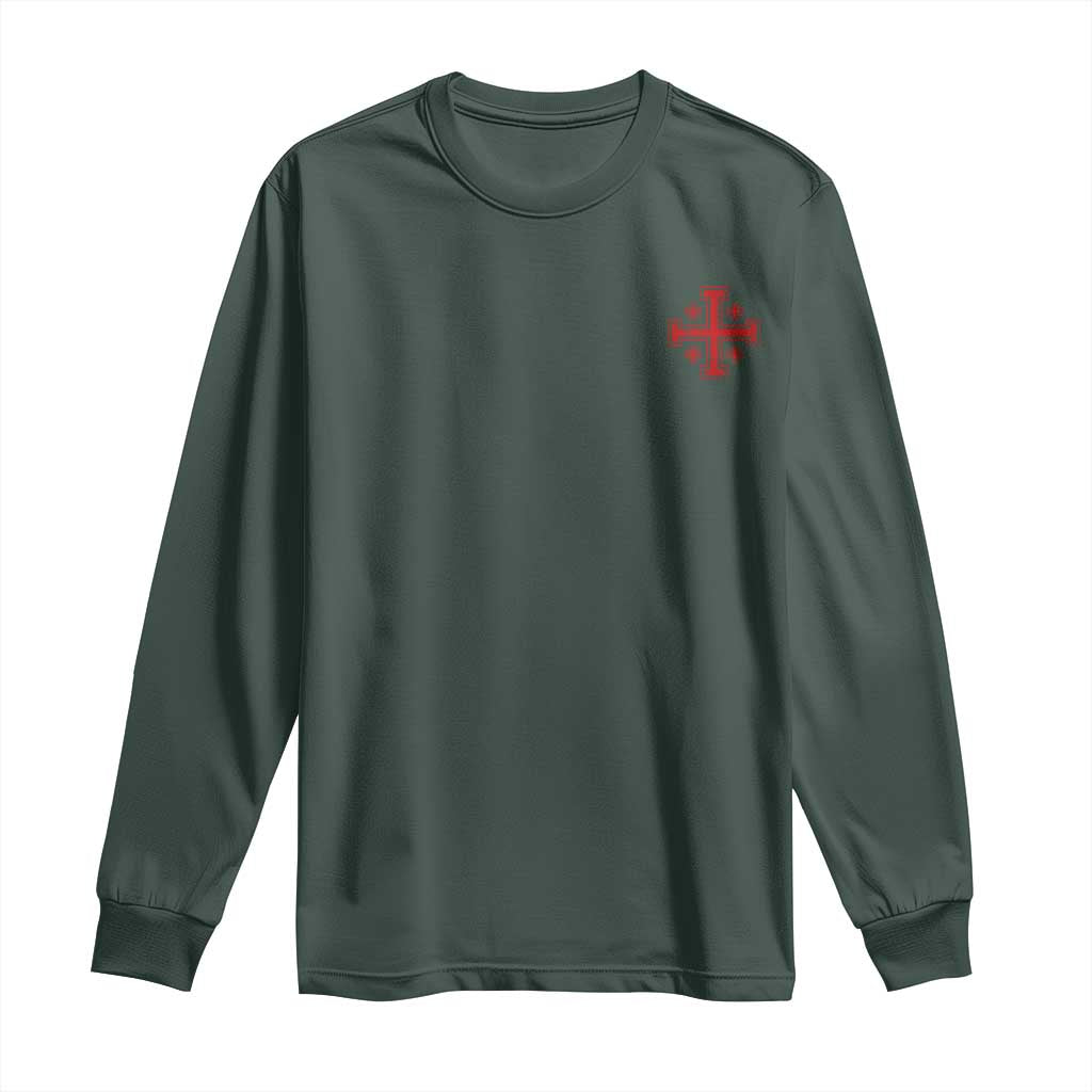 Vintage Catholic Knight Templar Jerusalem Cross Long Sleeve Shirt