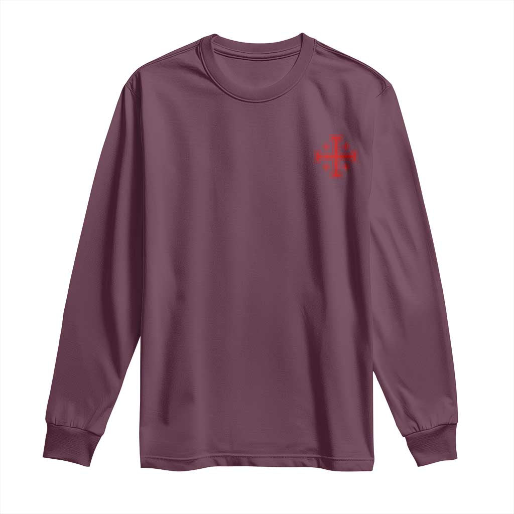 Vintage Catholic Knight Templar Jerusalem Cross Long Sleeve Shirt