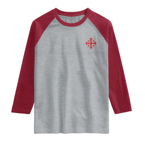 Vintage Catholic Knight Templar Jerusalem Cross Raglan Shirt