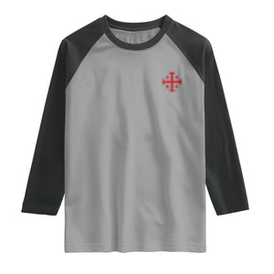 Vintage Catholic Knight Templar Jerusalem Cross Raglan Shirt