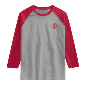 Vintage Catholic Knight Templar Jerusalem Cross Raglan Shirt