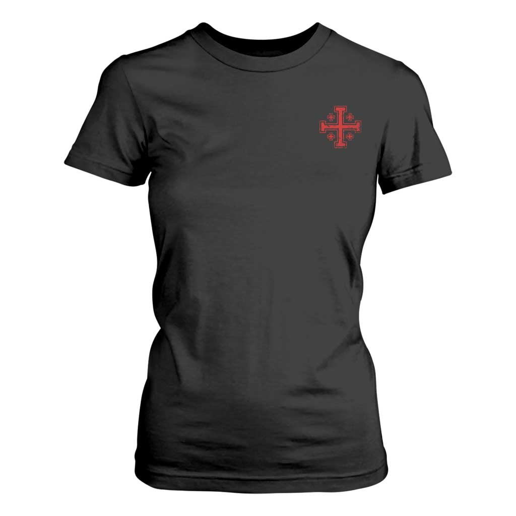 Vintage Catholic Knight Templar Jerusalem Cross T Shirt For Women