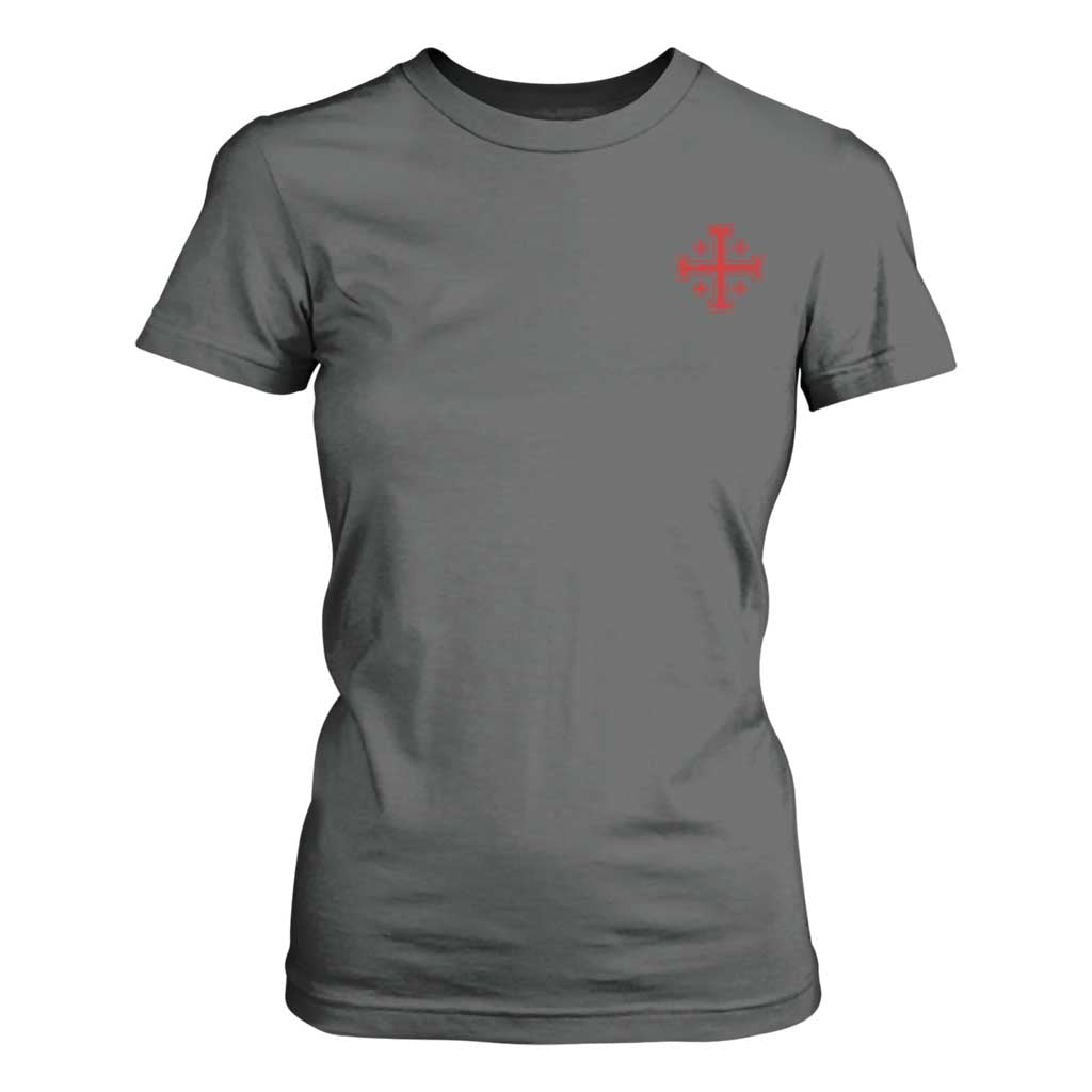 Vintage Catholic Knight Templar Jerusalem Cross T Shirt For Women