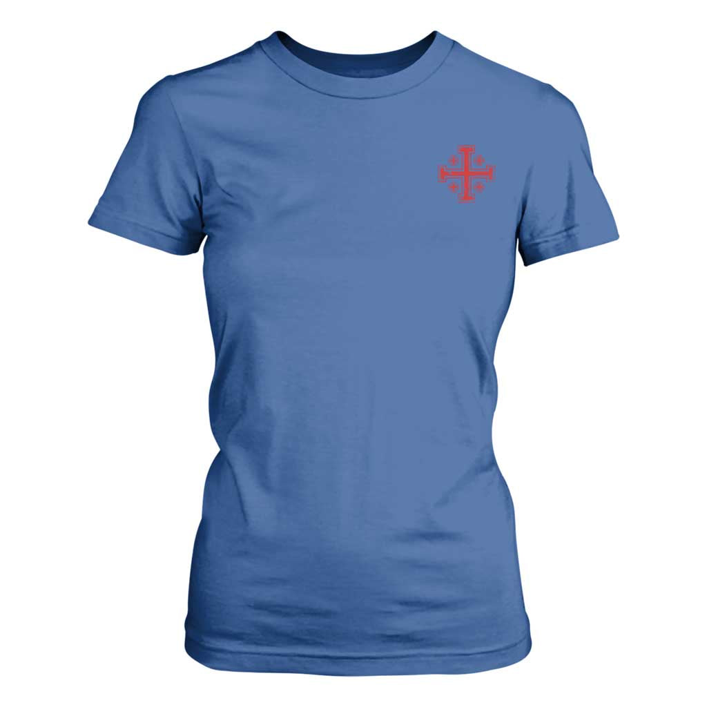 Vintage Catholic Knight Templar Jerusalem Cross T Shirt For Women